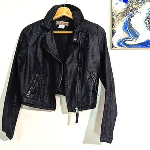 Wallflower Denim Shiny Black Motorcycle Jacket